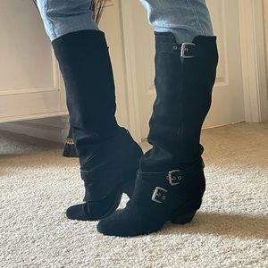 Naughty Monkey Risk It black suede boots, size 7.5